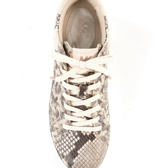 NEW Michael Kors Keating Lace-Up Light Sand Snake - Picture 6 of 7